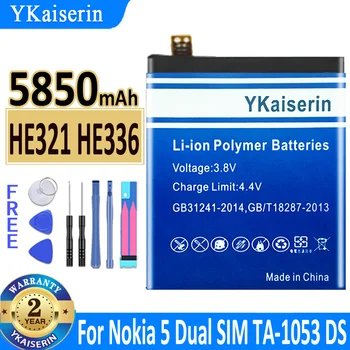 YKaiserin Aku HE336 TA 336 5850mAh Nokia 5 Nokia5 Dual SIM, 5 Premium Edition, Dual SIM, HMD Süda ,TA-1044 Bateria