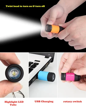 Portable LED Võtmehoidja Torch Taskulamp Mini Veekindel Pliiats Kerge Tasku Tõrvik USB Laetav Taskulamp Kerge Telkimine Jahindus