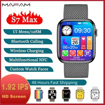 2022 IWO S7 MAX Smart Watch meeste NFC Bluetooth Kõne 44 45 mm Roostevabast Terasest IP67 Kohandatud Kiirklahvid Naiste Smartwatch PK DT7 Pluss M7
