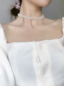 2020 Fashion Korea Stiilis Prantsuse Romantiline Simuleeritud Pärlitest Kaelakee Trendikas, Elegantne Clavicle Kett Lady Pärlid Choker Kaelakee