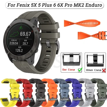 22 26mm Silikoon Watchband Rihma Garmin Fenix 7 7X 6X 6 Pro 5X 5 Pluss 3HR 935 Enduro D2 Quick Release Smart Watch Randme Bänd