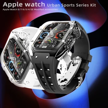 Muutmise Kit Läbipaistev puhul Apple ' i Watch 8 7 45mm FluoroRubber Bacelet IWatch 6 SE 5 44mm Smart Kellad Tarvikud