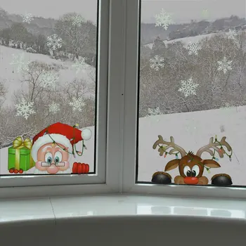 Santa Põder Jõulud PVC Staatiline Kleebis Kaunistab Kodu Windows Suur Lumi Lible Seina Kleebis Uue Aasta Pidu Klaas Kleit Up Ehted