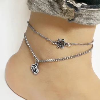Korea Fashion Uus Anklet Isiksuse Wild Sun Flower Bead Chain Topelt Anklet Daamid Hulgimüük Pahkluu Kett Bacak Zinciri