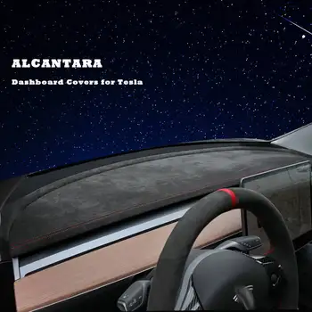 Tõeline Alcantara Kohandatud Auto Armatuurlaua Katmiseks mõeldud Tesla Model 3 Y 2016-2021 Auto Muutmine Matt Varju Padi Padi Vaibad Stiil