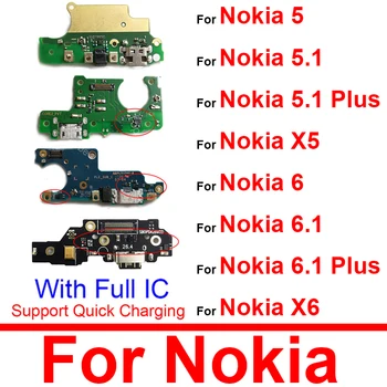 USB-Laadija Pesa Dock Juhatuse Nokia 5 5.1 5.1 Pluss X5 6 2017 6.1 6.1 Pluss X6 Mic Laadimine USB Port Juhatuse Mooduli Osade Remont