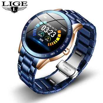 LIGE Uus Luksus Smart Watch Meeste Südame Löögisagedus, vererõhk Fitness Tracker Sport Multifunktsionaalne Veekindel Terasest Vöö Smartwatch