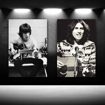 George Harrison Klassikaline Rock-Star Bänd Low Poly Plakat Maali Lõuend Trükib Magamistoas Suur kodu decor Seina Art Pilt seinale