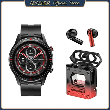 ADASHER P05 Smart Watch Fitness Une Pai Käevõru Südame Löögisageduse Traadita Laadimise Kõne Meeste Spordi Smartwatch + Bluetooth Kõrvaklapid