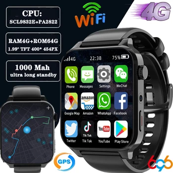 2022 Uus RAM, 4GB ROM 64GB 1.99 Tolline 4G Kõne Smart Watch GPS, Wifi, Dual Camera Heartrate Testimine Veekindel Sport Meeste Smartwatch