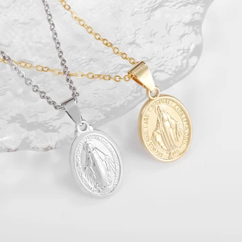 Neitsi Maarja Christian Kulla Värvi St Benedict Medal Ripats Kaelakee Daamid Ehted