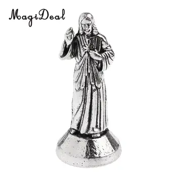 MagiDeal Mini Jeesuse Püha Usulised Figuriin Magnet Teenetemärgi Kuju, Käsitöö, Portatiivsete ja Vastupidav Skulptuurid 5cm Hõbe