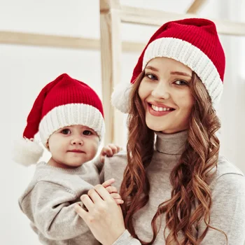 Jõulud Täiskasvanud Laste Kootud Müts Elastne Pehme Beanie Santa Kork Uue Aasta Navidad Kork Uue Aasta Pidu Lastele Kingituste Kaunistamiseks