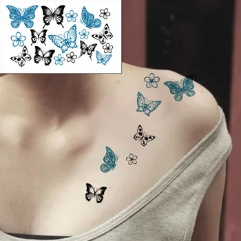Liblika Tattoo Kleebised Lill Putukate Väike Suurus Body Art Ajutine Võltsitud Tätoveering Naise Lapsed 105*60 Mm
