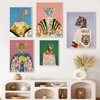 Luksus Mood Doberman Lõuendile Maali Naljakas Koer, Leopard, Tiiger Seina Art Plakati Print Põhjamaade Pilte elutuba Home Decor