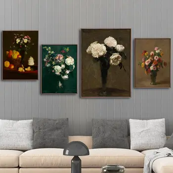 Kodu Kaunistamiseks Print Lõuend Kunst Seina Pilte Plakat, Lõuend Printings Maalid Henri Fantin-Latour Lilled Prantsuse
