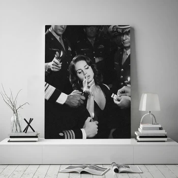 Lana Del Rey Laulja Must Valge Lõuend Kunsti Plakatid ja Pildid elutuba Kaunistamiseks, Frameless Maali