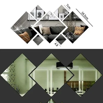 3D Peegel Seina Kleebis eest elutuba Art Home Decor Vinüül Decal Akrüül Kleebis Müüri Seina Kaunistamiseks