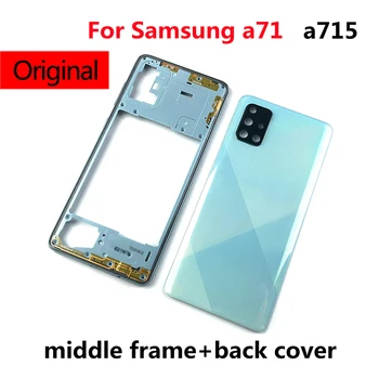 Samsung Galaxy A71 2020 A715 A715F Telefon Eluaseme Keskmine Raam+Aku tagakaas Juhul, Paneel Kaane Tagumine Uks+ Objektiiv +Logo