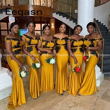 Kuld Merineitsi Pruutneitsi Kleidid Pikk Kleit Pulmapidu Aafrika Naine Rüü Demoiselle D'honneur Pulm Kleit Külaline