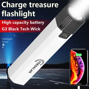 Laadimine USB Taskulamp Kõrge-heledus G3 Lamp Helmed 3 Taset Heledus Sisseehitatud 1200mAh Liitium Aku IPX6 Veekindel