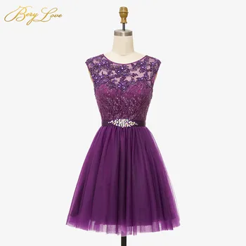 Armas Lühike Lilla Koju Kleit 2021 Mini Pärlitest Pitsi Koju Kleit Tülli Koju Kleit Crystal Odav Lõpetamise Kleit