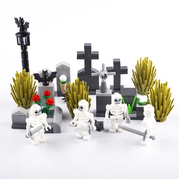 DIY Halloweens Skelett Sõdurid Relvad Hauakivi ehitusplokid Linna Tänaval Valgus Kalmistu Tarvikud Arvandmed Osad Kid Mänguasjad