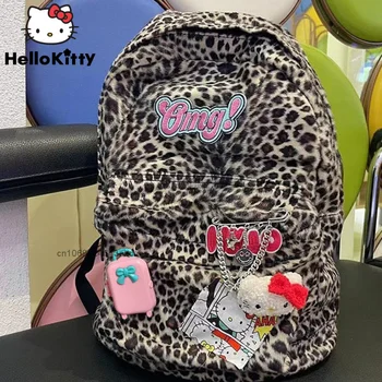Hello Kitty Fashion Cartoon Leopard Printida Seljakott Y2k Tüdrukud Suure Mahutavusega Õlakott Naistele Streetwear Harajuku Korea Stiilis
