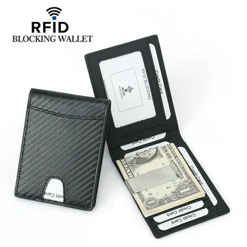 RFID Blokeerimine Rahakott Meestele süsinikkiust Rahakott koos ID Akna Slim Bifold Ees Tasku Rahakoti koos Raha Clip