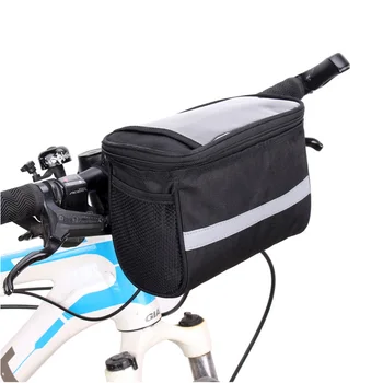 Jalgratta lenkstangi kott, millel on puutetundlik, mobiiltelefoni omanik peegeldav riba 2 võrktaskud, jalgratta hoiustamise kott