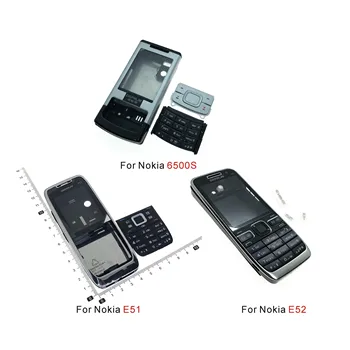 Nokia 6500S E51 E52 6700c korpuse Kaas, Aku tagakaas inglise Lõpeta esi-Klaviatuuri Juhul, must-hõbe