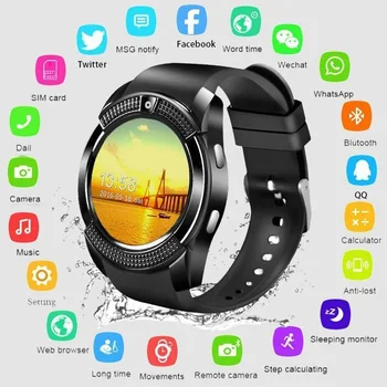 2022 Uus V8 Smartwatch Meeste ja Naiste Sport Veekindel Pedometer koos SIM-Kaardiga Android Ühendust Whatsapp Twitter Facebook Sync