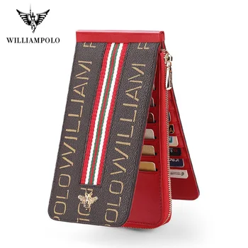 WILLIAMPOLO Naiste Luksus Brändi Nahast Rahakotid Naiste Pikk Tõmblukk Coin Rahakotid ja-Taskud Naine Raha Kotti Krediitkaardi Omanik