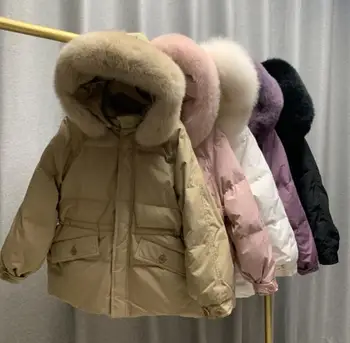 Alla T5jacket naiste talve stiil korea stiilis väike keskmine pikkus fox suur karusnaha krae kapuutsiga talje lahti mantel
