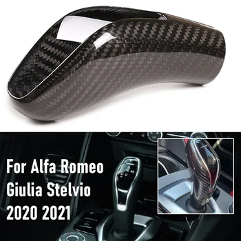 Päris Carbon Fiber Konsooli Käiguvahetuse Pea Hõlmama Sisekujundus Auto Sise Kleebise Jaoks Alfa Romeo Giulia Stelvio 2020-2021 Auto Tarvikud