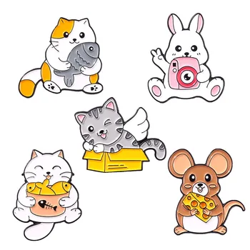 Karikatuurid Loomade Rinnamikrofon Nööpnõelad Armas Anime Kass Küüliku Emailiga Märgid Prossid Naiste Mini Hijab Sõrmed Dekoratiivne Pross Riided