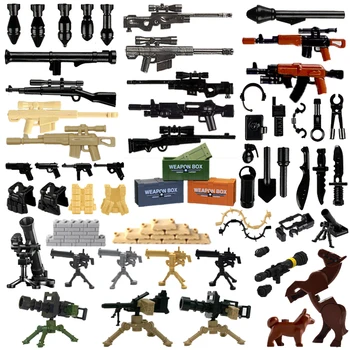 Tellised Sõjalise Relva Pack Relvad Linna Politsei Swat Meeskond Sõdur Aksessuaar Baasi Kasti Joonis Mänguasjad WW2 Armee KES ehitusplokid Osad