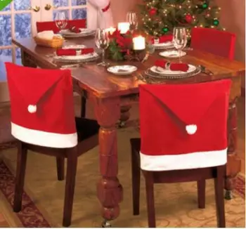 60x50cm Santa Red Hat istmekatted jõulukaunistused Õhtusöök Decor Tooli Komplekti