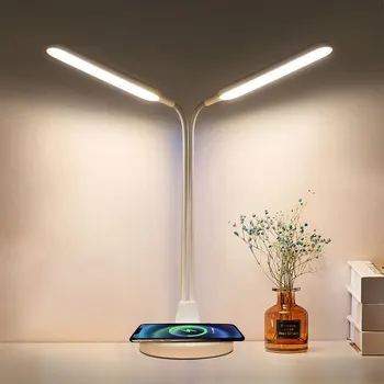 LED laualamp, millel Juhtmeta Laadija，Gooseneck Kohanemise Tabel Lamp Touch Control Öö Valguses Topelt Valguse Piirkonnas Kodu/Kontor