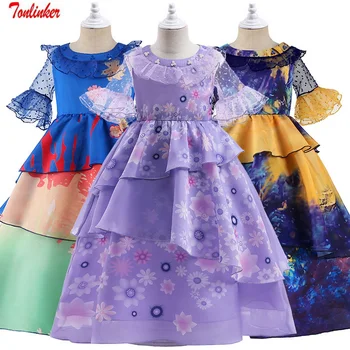 Encanto Isabela Madrigal Kleit Tüdruk Cosplay Kostüüm Fancy Kleidid Sünnipäeva Lille Printsess Kleit Mirabel Kostüüm