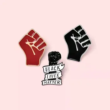 Tõstetud Rusikas Sõrmed Must Punane Võim Ühtsuse Prossid Solidaarsuse Sümbol Ehted Musta Elu Küsimus, Tihvtid Mehed Naised Hulgimüük