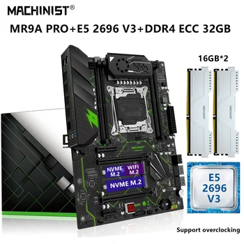 MASINIST MR9A PRO Emaplaadi Kit Xeon E5 2696 V3 CPU Protsessori LGA-2011-3 32G=2x16G DDR4 ECC RAM Mälu Set NVME M. 2 SATA 3.0