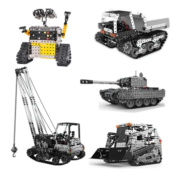 Sulam, ehitusplokid ehitus engineering komplekt metall kahveltõstuk buldooser robot RC auto RC mänguasi poiss lapse
