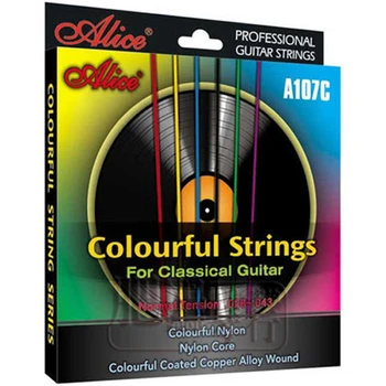 Alice A107C Kuus Värvikas Klassikaline Kitarr Stringid Komplekt Nailon Core Kaetud Vase Sulamist Haava Kitarri Osad ja Tarvikud