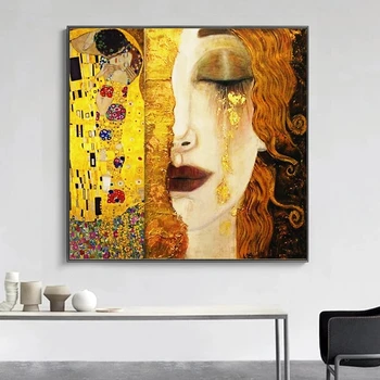 Gustav Klimt Lõuendile Maali Kuldne Pisarad ja Kiss Printida ja Plakat Kuulsa Klassikalise Seina Art Pilt elutuba Home Decor