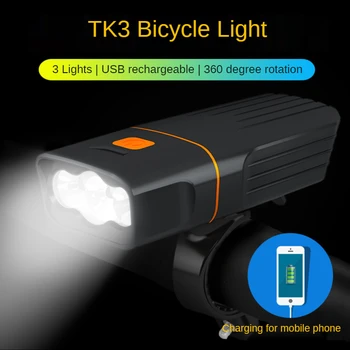 TK3 USB Laetav Jalgratta Valgus Jalgratta LED Taskulamp Tugev Kaasaskantav Taskulamp Öö Ratsutamine