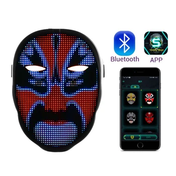 Programmeeritav Luminous Mask LED Nägu Kujundades Mask Koos Bluetooth Kontrolli Cosplay Kostüümid Pool Maskeraad Vahend Dropship