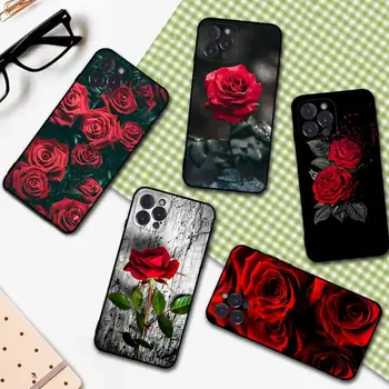 YNDFCNB Bright Red Rose Flowers Telefon Case For iPhone 6 7 8 Plus 11 12 13 14 Pro SE 2020 MAX Mini X XS XR Tagasi Funda Kate