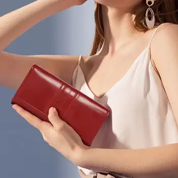 100% naturaalsest Nahast Naiste Rahakott RFID Naiste Pikk Rahakott Naine Sidurid Raha Taskud Mugav Käekott mobiiltelefoni Hoidik