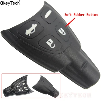 OkeyTech Car Styling Juhul smart Key Shell Eest SAAB 93 95 9-3 9-5 WF Pehmest Kummist Nuppu, Võtmeta Sisenemise 4 nuppu Kaugjuhtimispuldi Klahvid Kest